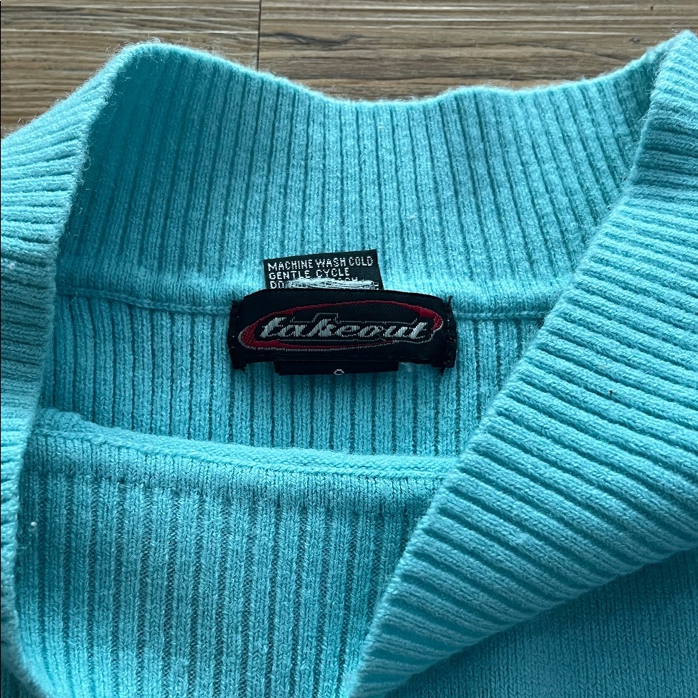 Takeout Turquoise Ribbed Sweater - Picture 2 of 9